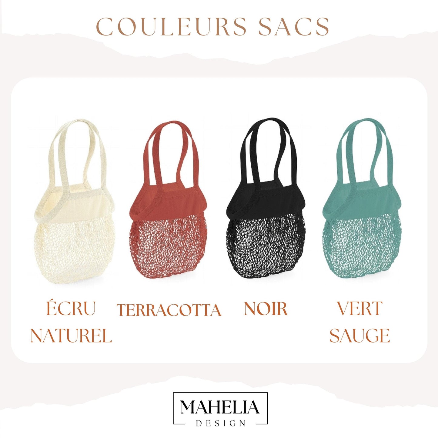 Sac Filet Personnalisé en coton, Sac courses