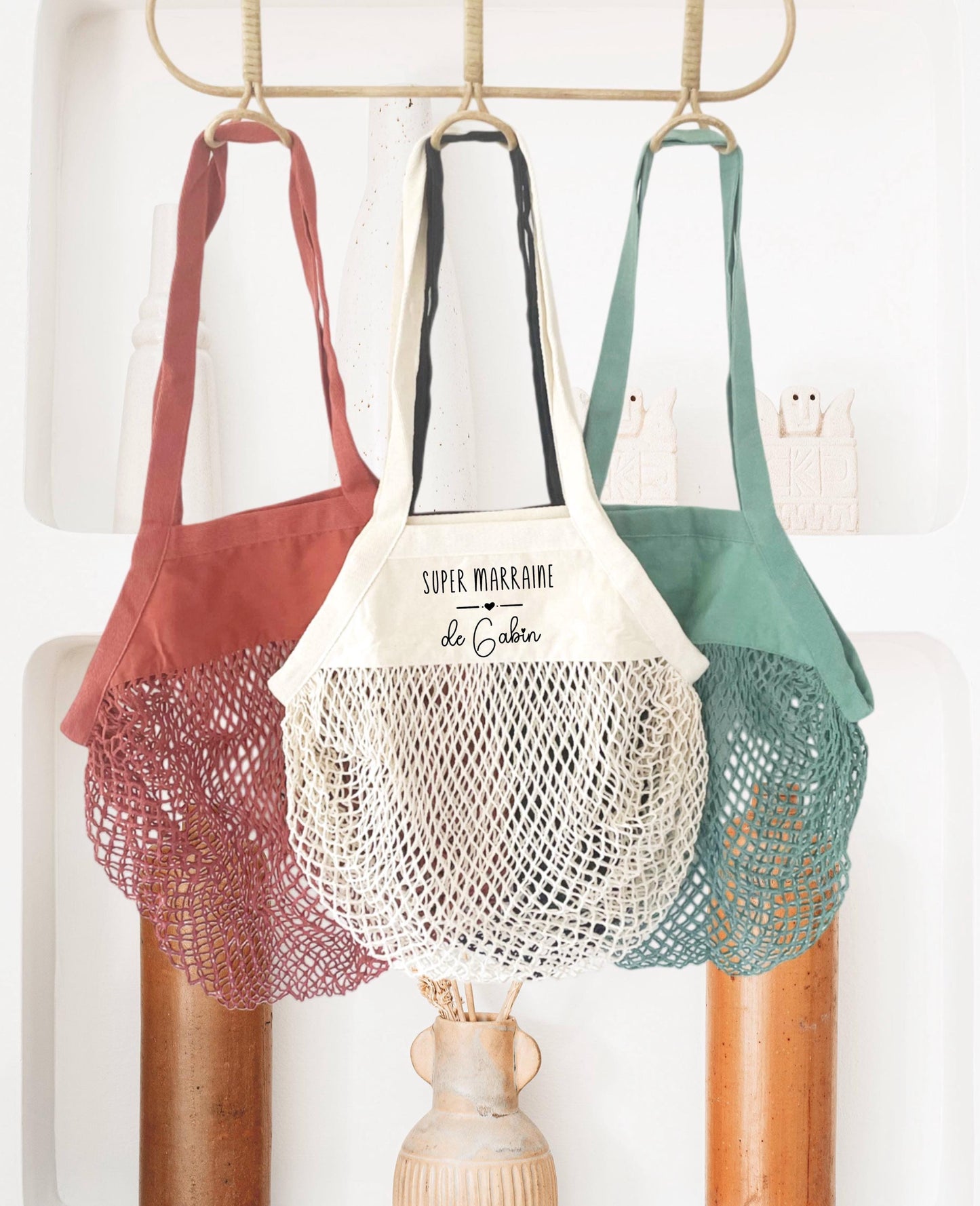 Sac Filet Personnalisé en coton, Sac courses