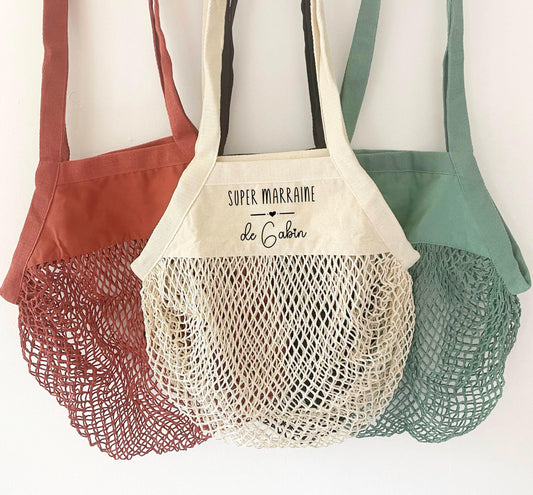 Sac Filet Personnalisé en coton, Sac courses