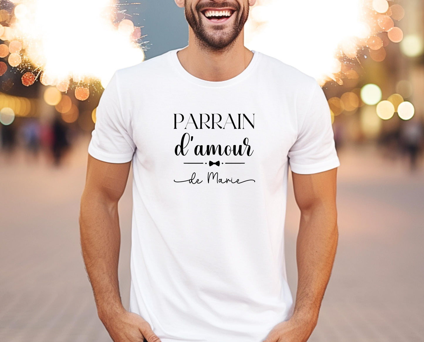 T-shirt Parrain d'Amour Personnalisé, Prénoms Filleuls, Cadeau Baptême, Annonce Parrain
