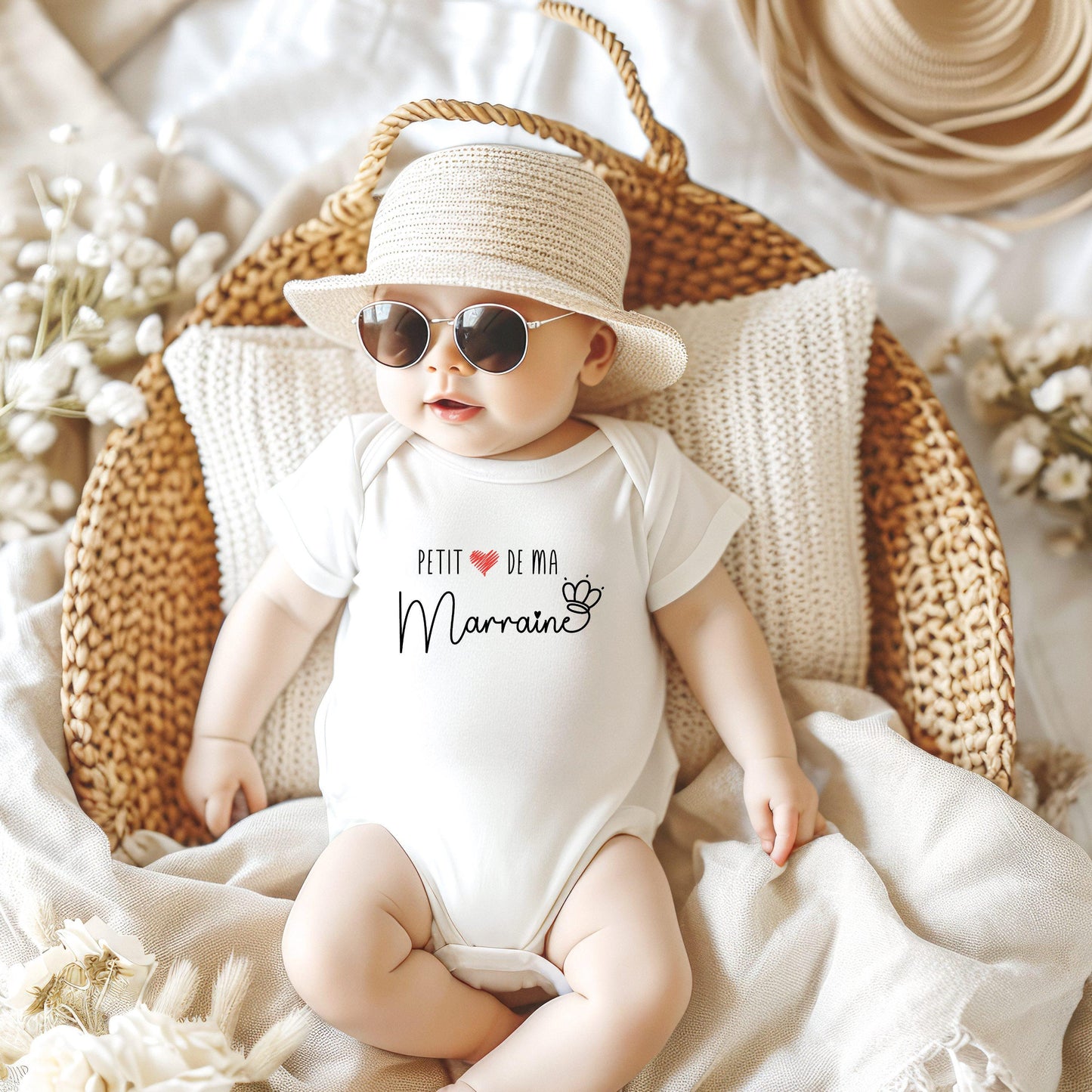 Cadeau de naissance personnalisé, Cadeau Marraine, Body personnalisé