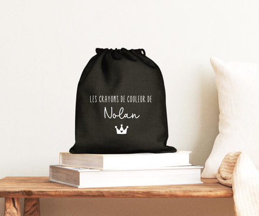 Pochon crayons de couleur, Sac rangement, Cadeau enfant