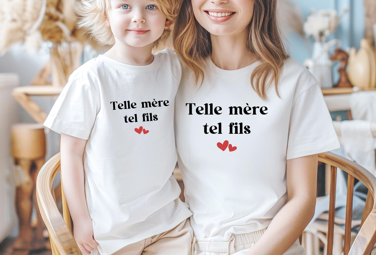 T-shirt assorti mère et fils, Ensemble famille, Cadeau original