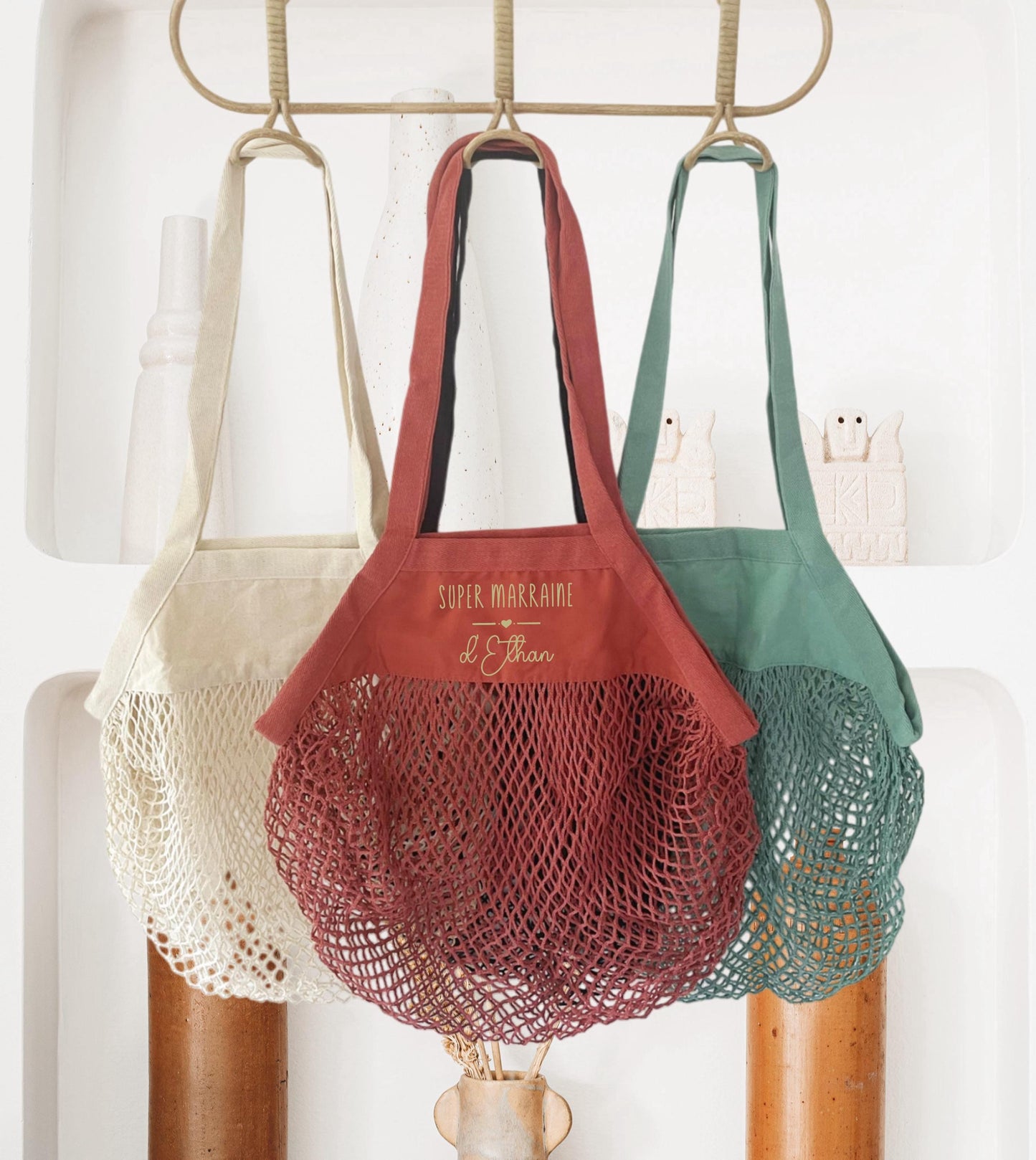 Sac Filet Personnalisé en coton, Sac courses