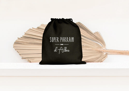 Sac de rangement, Pochon personnalisé, Cadeau Parrain