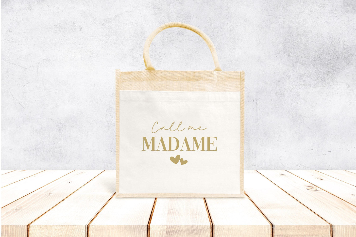 Sac en jute et coton personnalisé mariage, Sac fourre-tout Appelez moi madame, Sac evjf, Sac de la mariée, Cabas personnalisé mariage