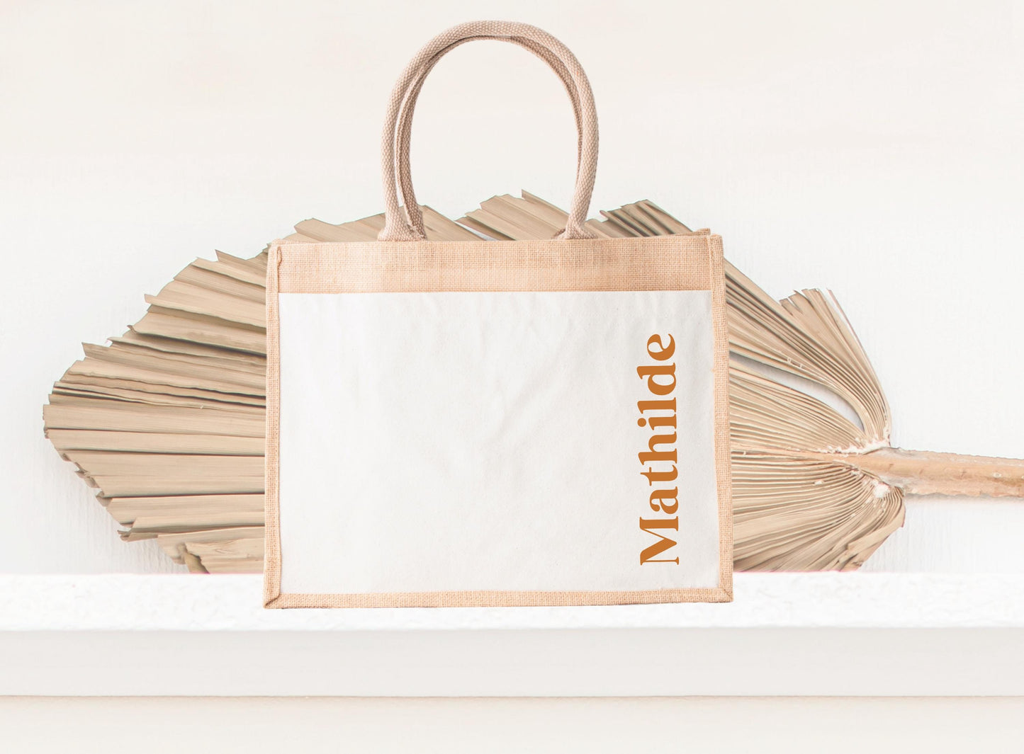 Sac en jute et coton personnalisé, sac cabas personnalisé, Cabas en toile de jute, Sac personnalisé, Cadeau femme personnalisé