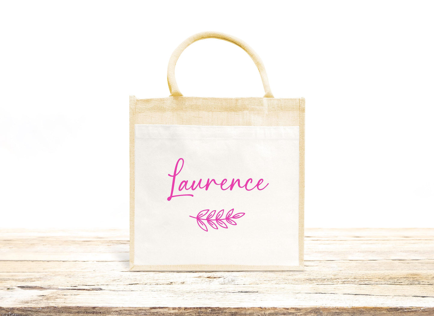 Sac prénom en jute et coton personnalisé, sac cabas personnalisé, Cabas en toile de jute, Sac personnalisé, Cadeau femme personnalisé