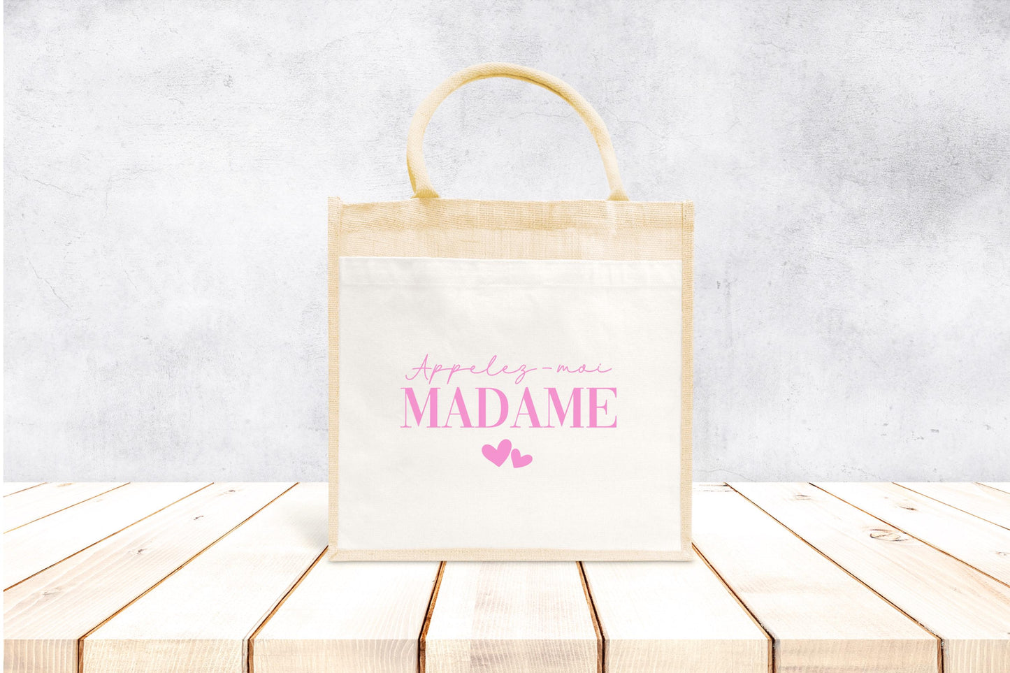 Sac en jute et coton personnalisé mariage, Sac fourre-tout Appelez moi madame, Sac evjf, Sac de la mariée, Cabas personnalisé mariage