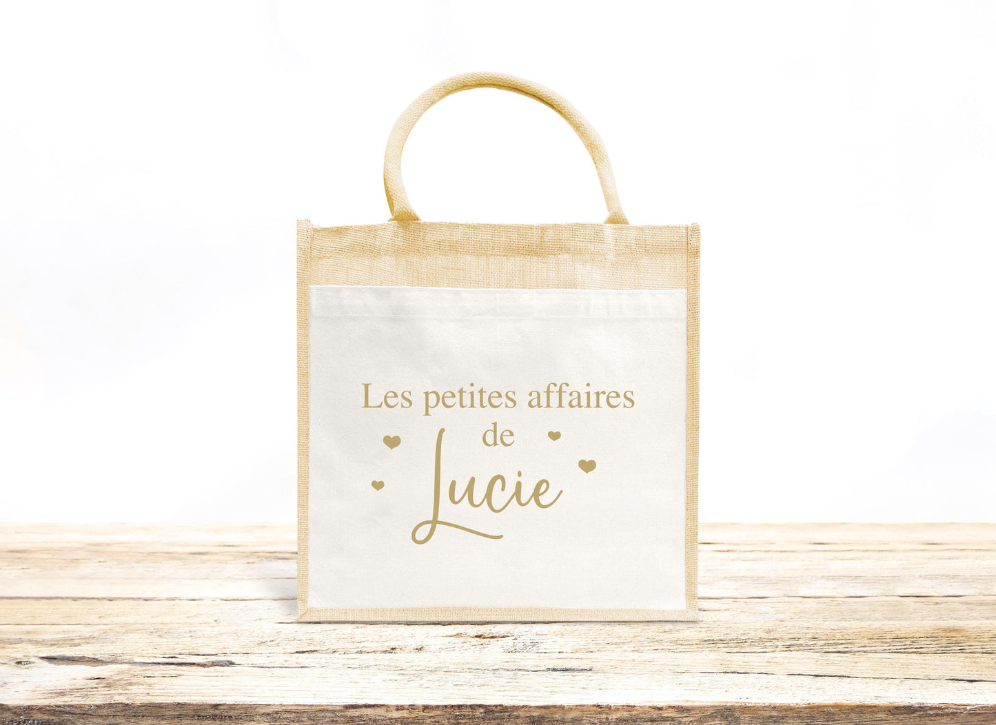 Sac en jute et coton personnalisé, sac cabas personnalisé, Cabas en toile de jute, Sac personnalisé, Cadeau femme personnalisé