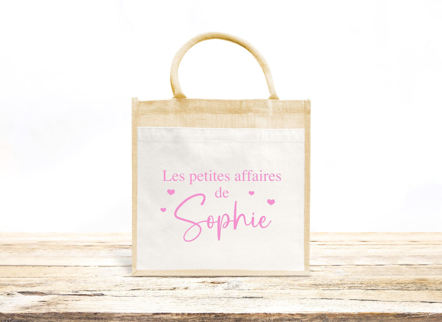 Sac en jute et coton personnalisé, sac cabas personnalisé, Cabas en toile de jute, Sac personnalisé, Cadeau femme personnalisé