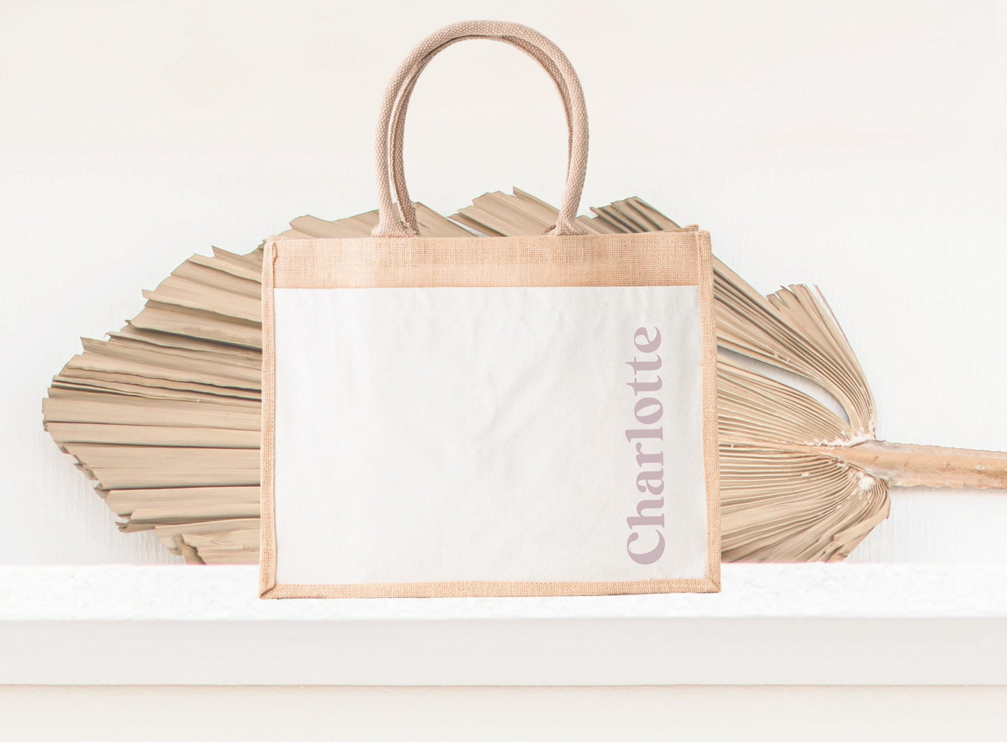 Sac en jute et coton personnalisé, sac cabas personnalisé, Cabas en toile de jute, Sac personnalisé, Cadeau femme personnalisé