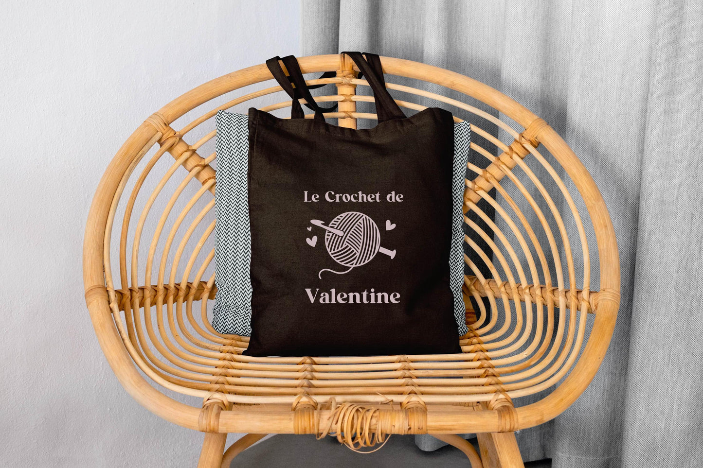 Tote bag personnalisé mamie crochet, sac rangement accessoires tricot, cadeau grand-mère, idée cadeau mamie