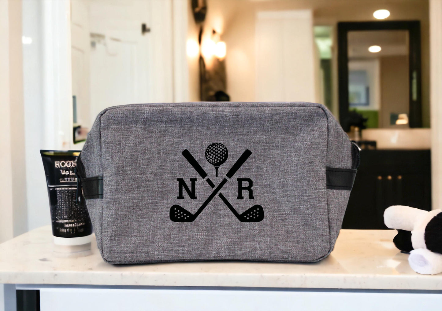 Trousse de toilette golf personnalisée avec initiales, cadeau golfeur original, accessoire golf, idée cadeau sport