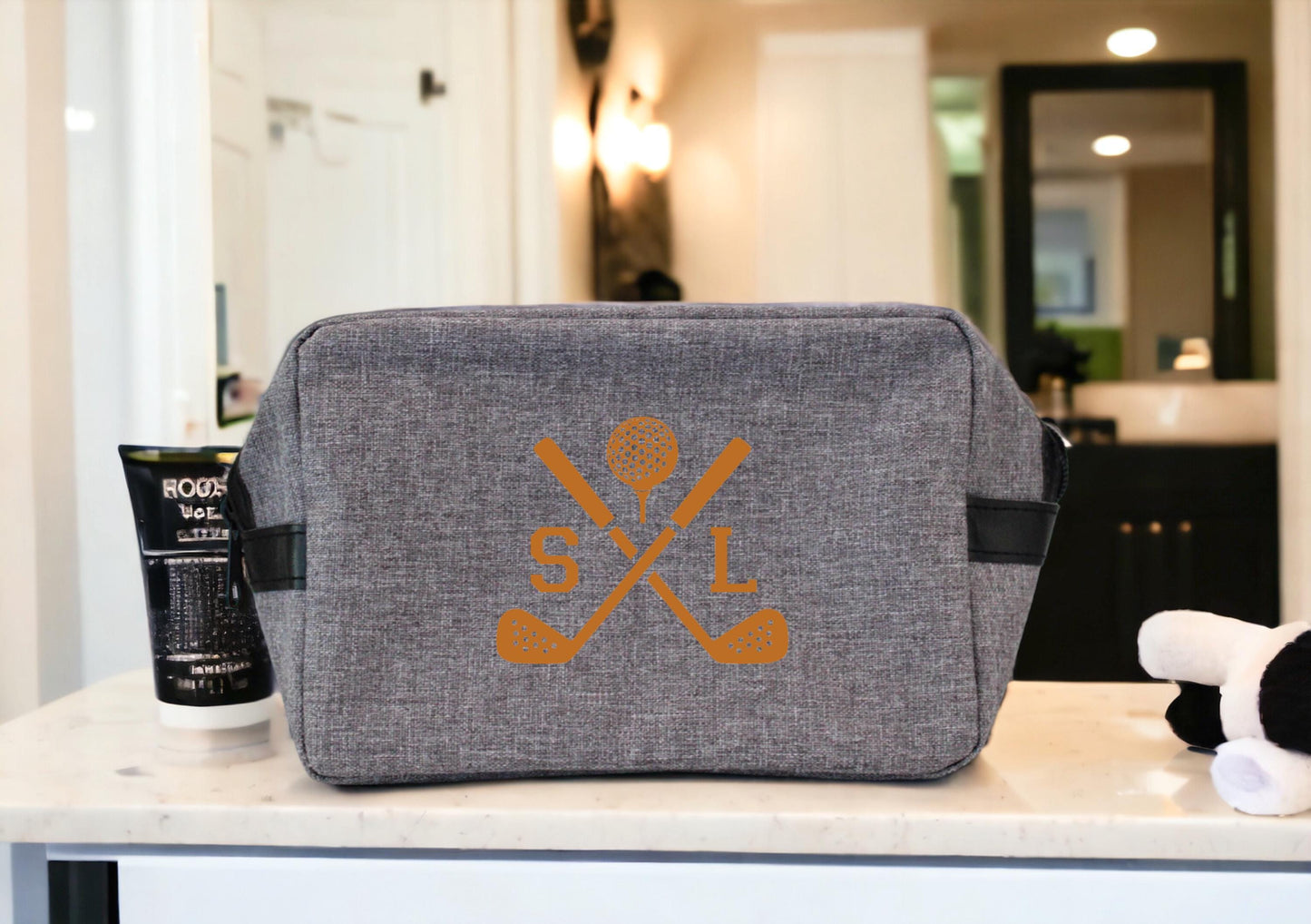 Trousse de toilette golf personnalisée avec initiales, cadeau golfeur original, accessoire golf, idée cadeau sport