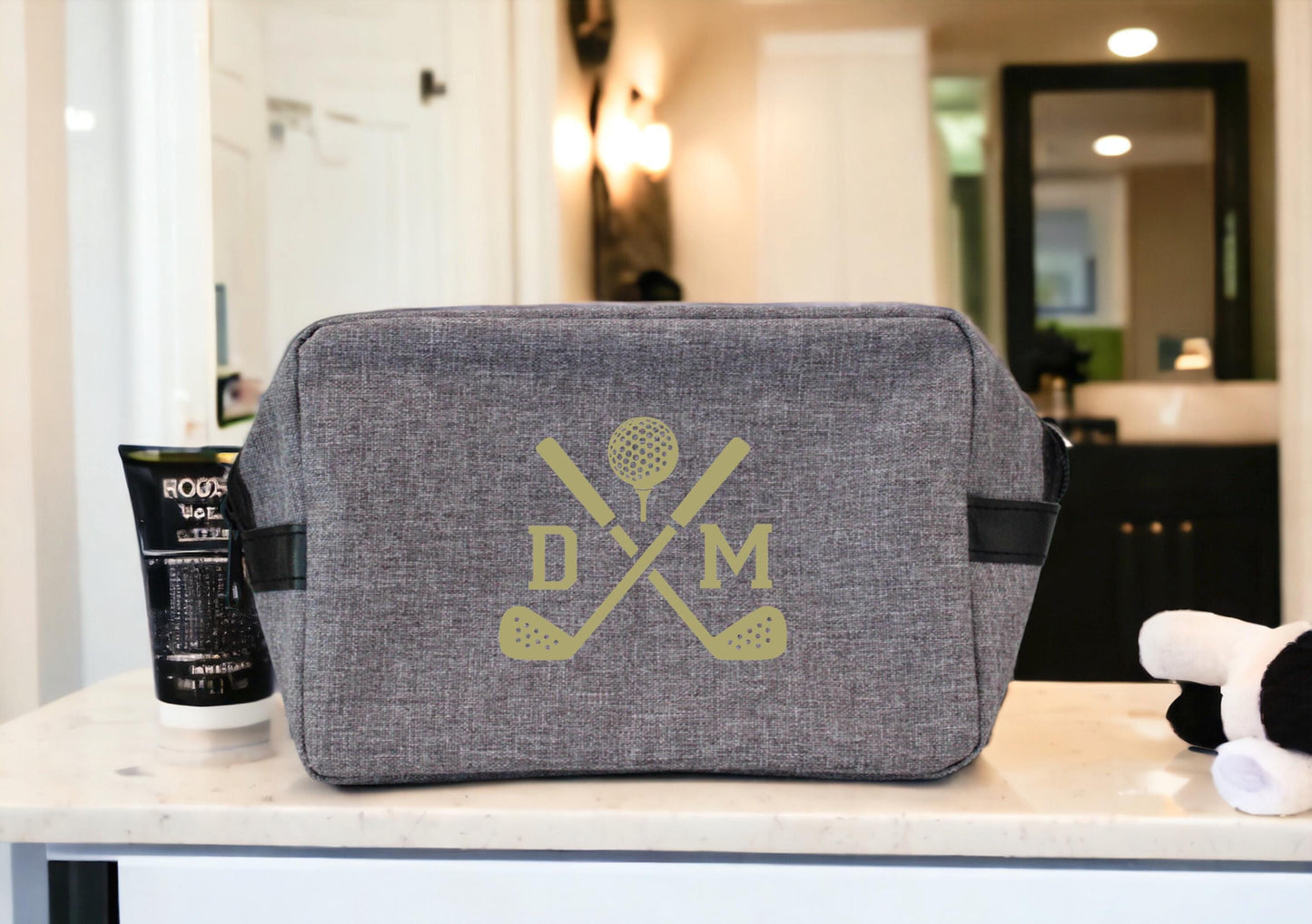 Trousse de toilette golf personnalisée avec initiales, cadeau golfeur original, accessoire golf, idée cadeau sport