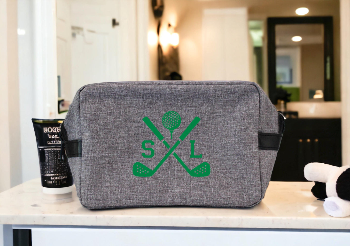 Trousse de toilette golf personnalisée avec initiales, cadeau golfeur original, accessoire golf, idée cadeau sport