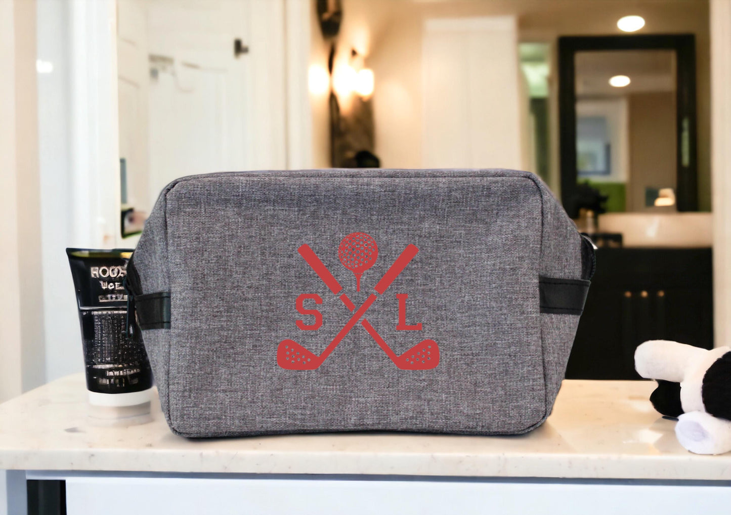 Trousse de toilette golf personnalisée avec initiales, cadeau golfeur original, accessoire golf, idée cadeau sport