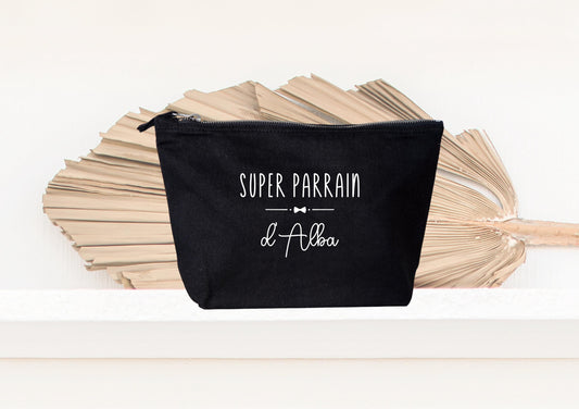 Trousse personnalisée Super Parrain, cadeau parrain original, pochette personnalisée homme