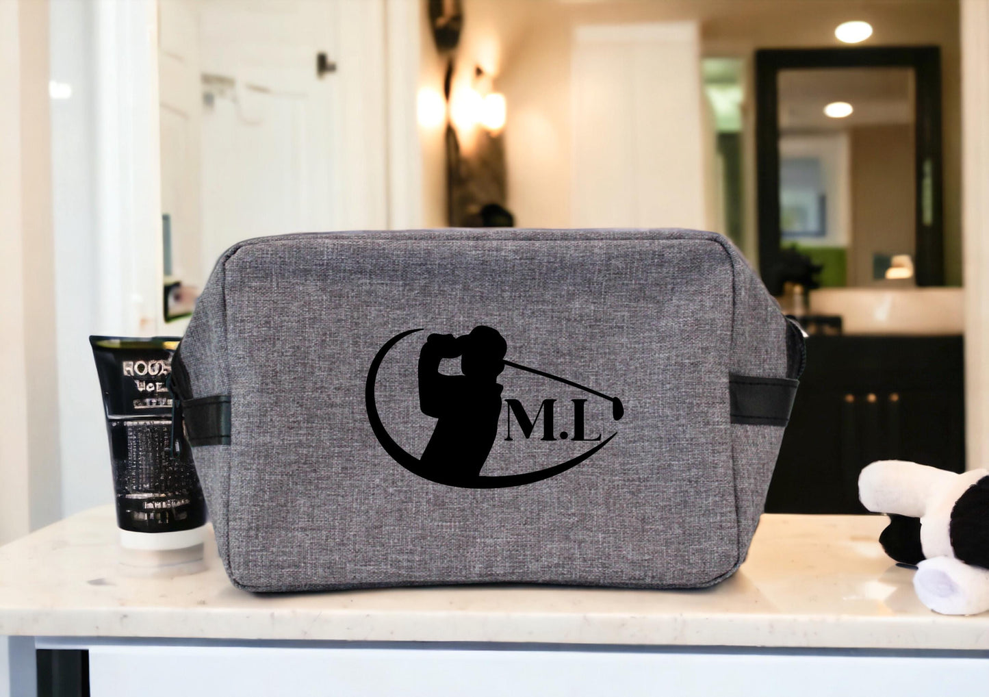 Trousse de toilette golf personnalisée avec initiales, cadeau golfeur original, accessoire golf, idée cadeau sport