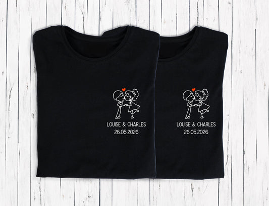 T-shirt de couple assorti Mr et Mme, T-shirt couple mariage