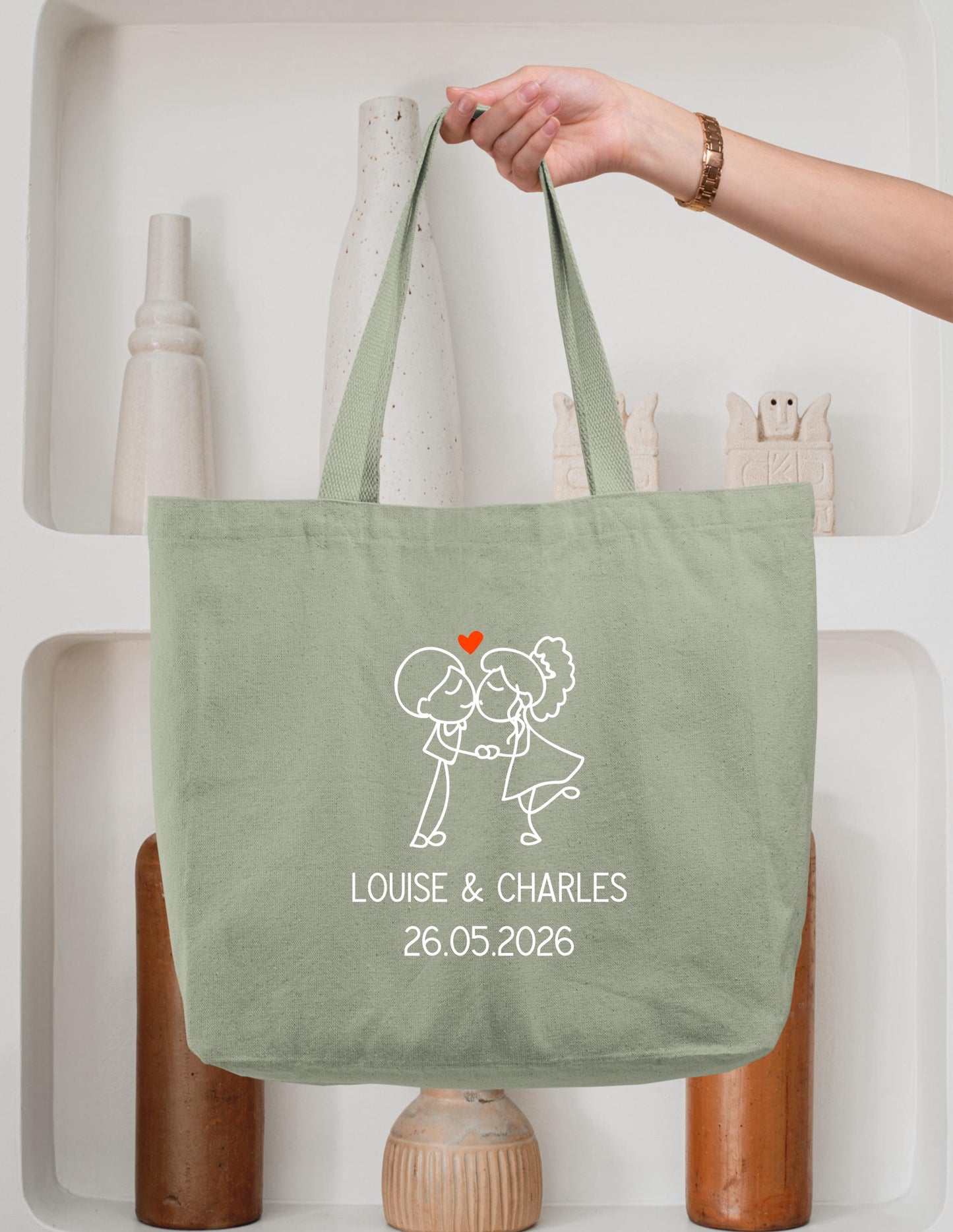 Cabas Personnalisé en coton, Sac fourre-tout, Cabas mariage, Cabas EVJF
