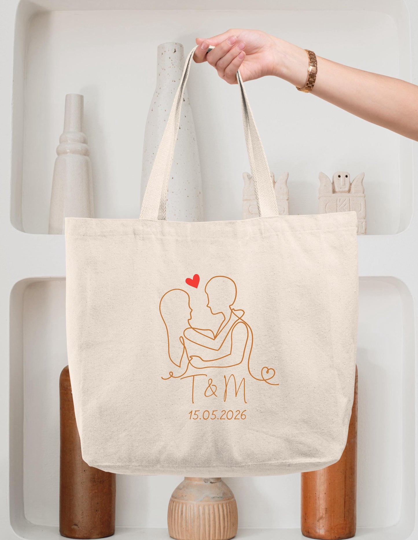 Cabas Personnalisé en coton, Sac fourre-tout, Cabas mariage, Cabas EVJF