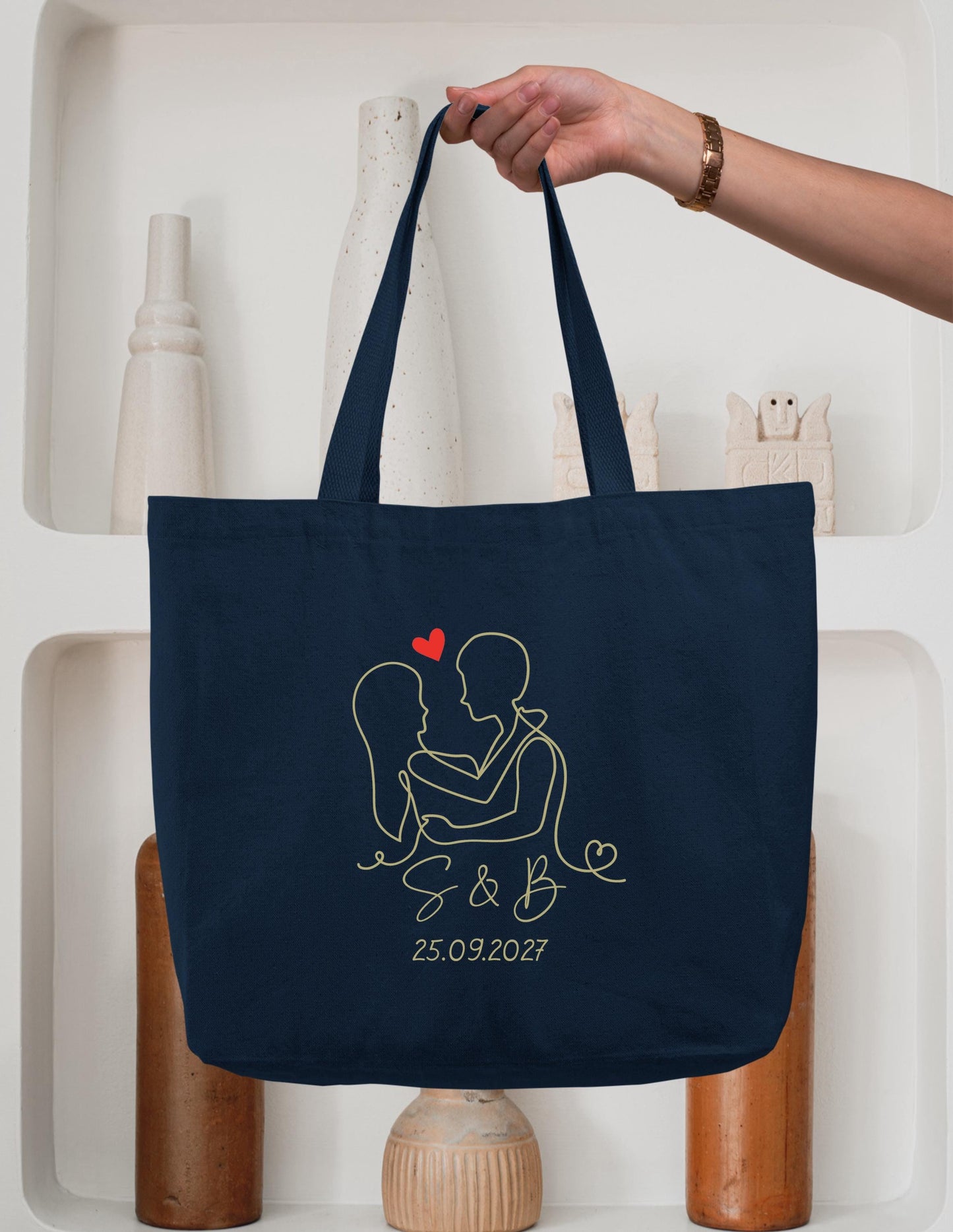 Cabas Personnalisé en coton, Sac fourre-tout, Cabas mariage, Cabas EVJF