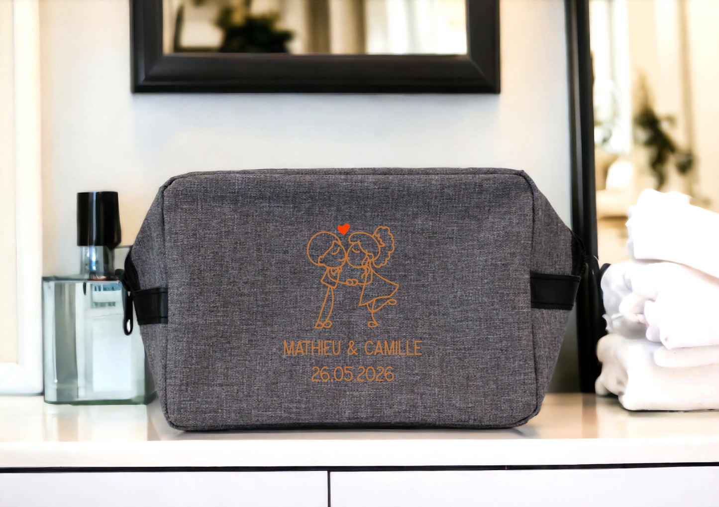 Trousse Toilette personnalisé, Cadeau mariage personnalisé, Accessoire marié, Trousse de mariage