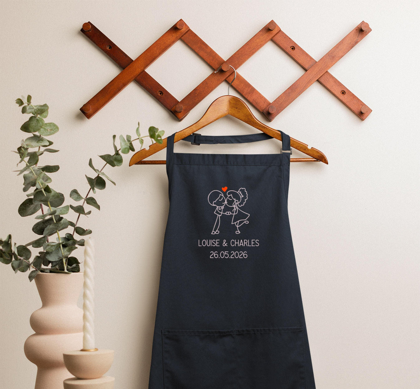 Tablier de cuisine personnalisé mariage, Cadeau mariage, Tablier couple personnalisé, Tablier prénoms