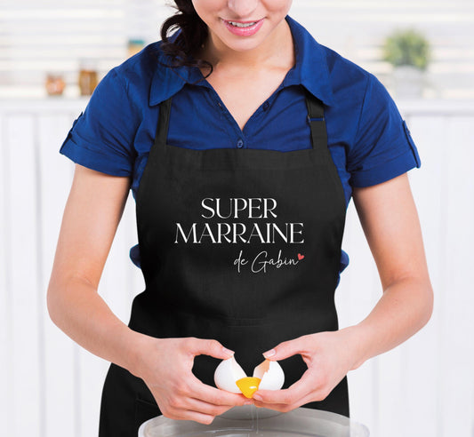 Tablier Super Marraine Personnalisé, Prénoms Filleuls, Cadeau cuisine, Cadeau Marraine