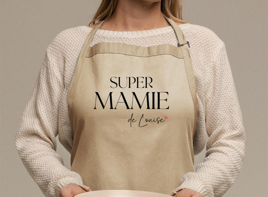 Tablier Super Mamie Personnalisé, Cadeau cuisine, Cadeau grand-mère
