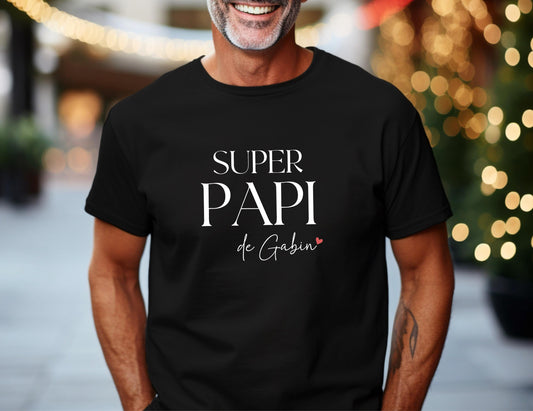 T-shirt personnalisé Super Papi, Cadeau grand-père, Fête des grands-pères