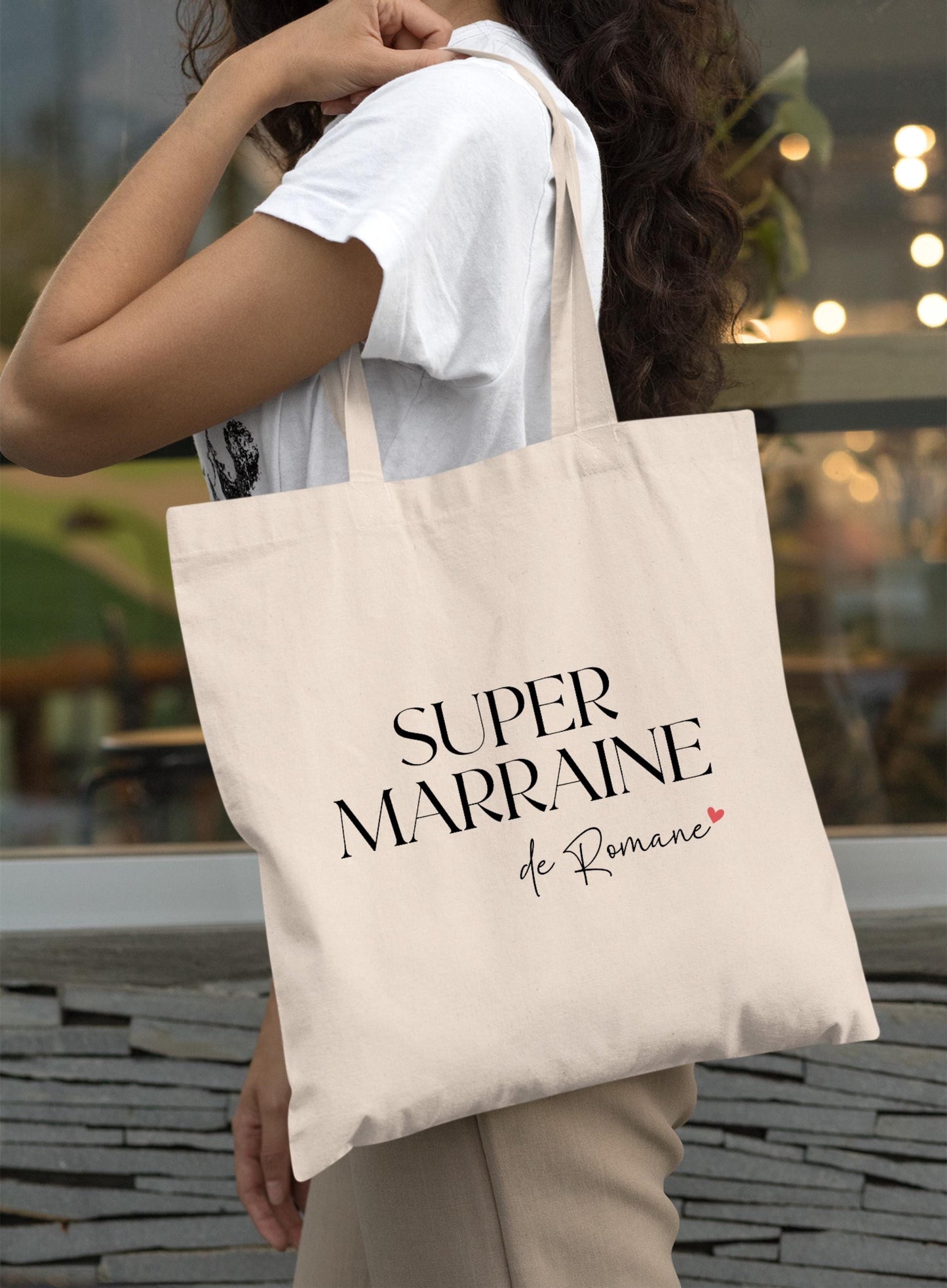 Tote bag personnalisé Super Marraine, Tote bag prénom personnalisé, cadeau marraine original, Sac fourre-tout