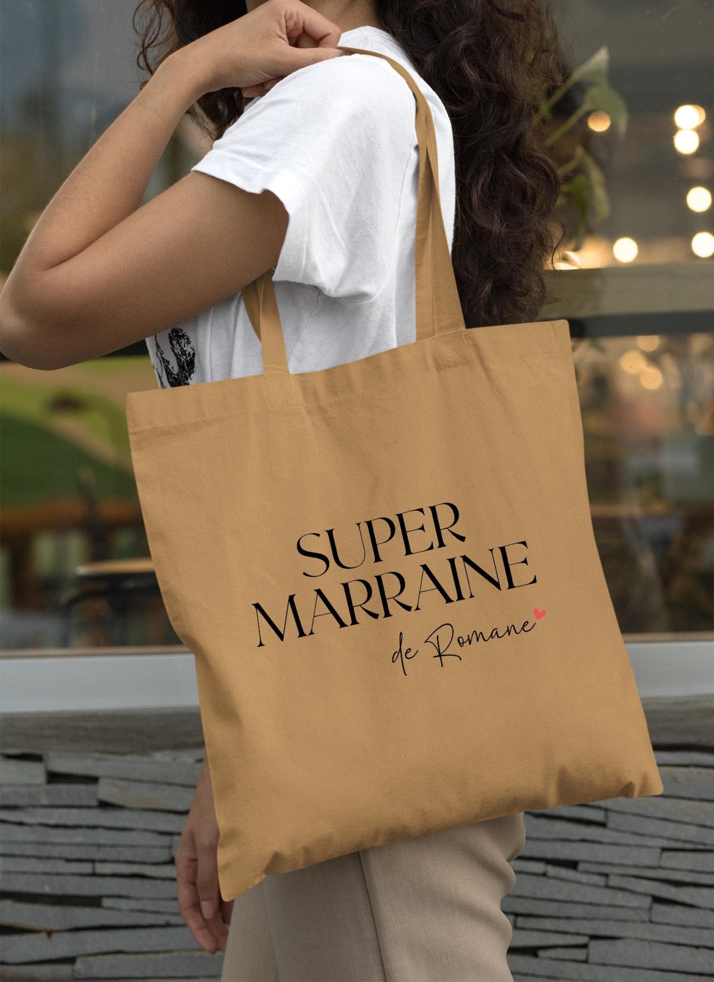 Tote bag personnalisé Super Marraine, Tote bag prénom personnalisé, cadeau marraine original, Sac fourre-tout
