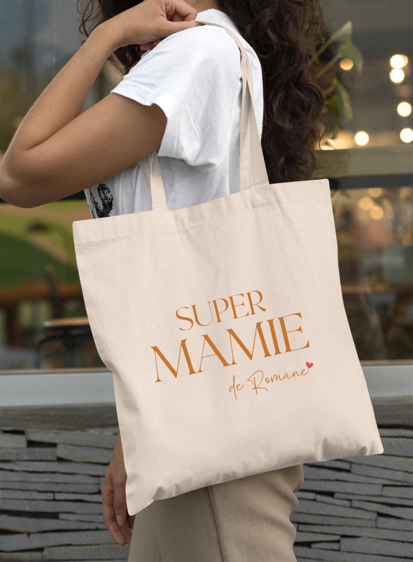 Tote bag personnalisable, Super Mamie avec prénom, Cadeau grand-mère original, Sac fourre-tout personnalisé, Fête des grands-mères