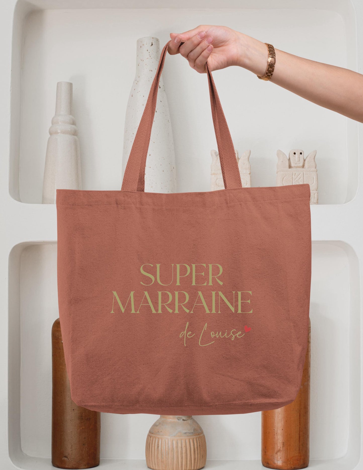 Cabas Personnalisé en coton, Cadeau Marraine, Sac fourre-tout