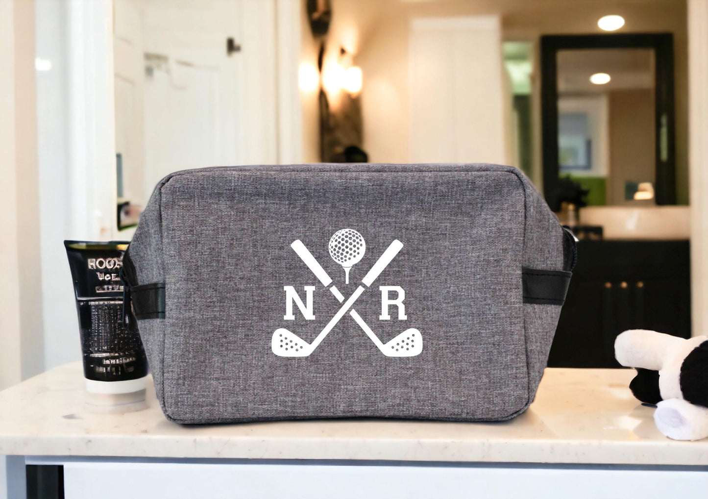 Trousse de toilette golf personnalisée avec initiales, cadeau golfeur original, accessoire golf, idée cadeau sport