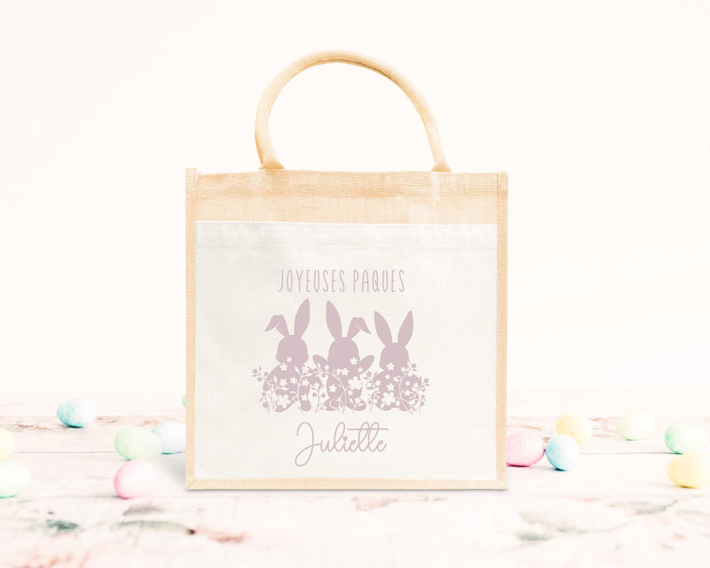 Cabas Pâques enfant personnalisé, Cadeau Pâques, Sac récolte Pâques personnalisé, cabas personnalisé Pâques