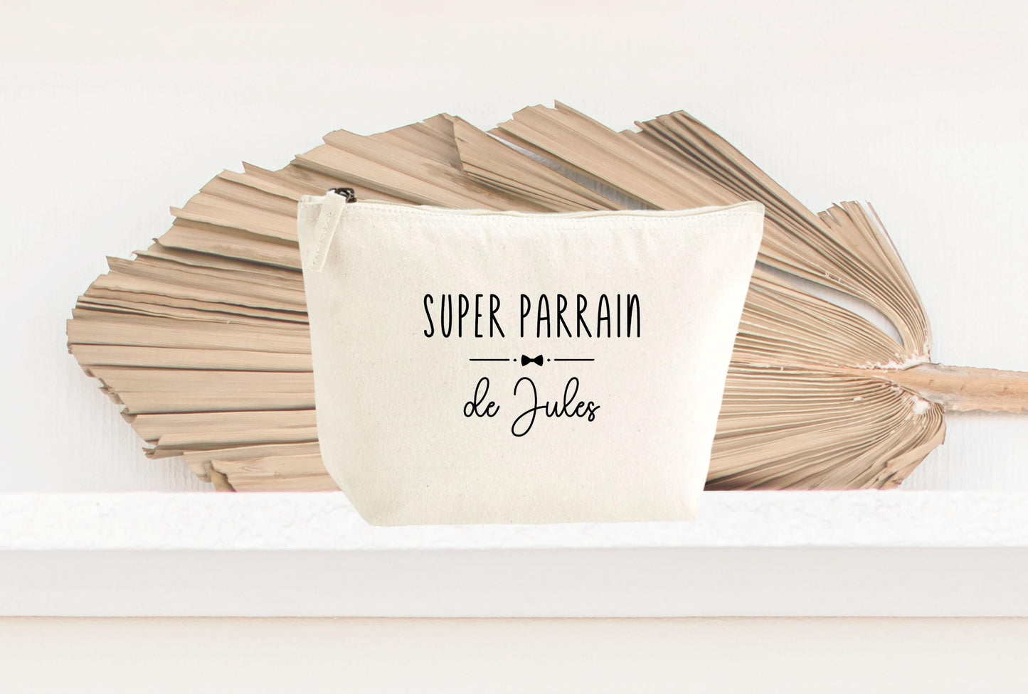 Trousse personnalisée Super Parrain, cadeau parrain original, pochette personnalisée homme