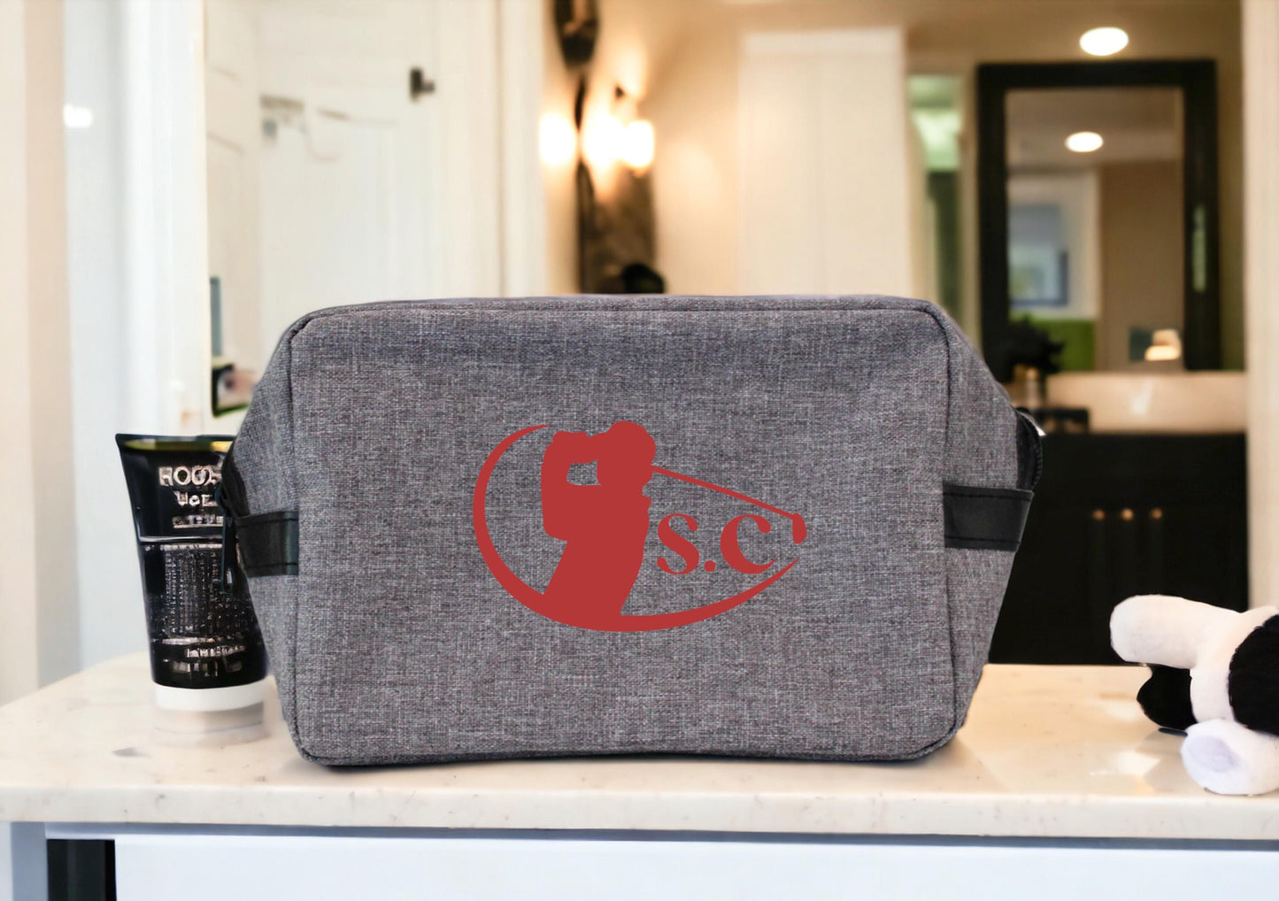 Trousse de toilette golf personnalisée avec initiales, cadeau golfeur original, accessoire golf, idée cadeau sport