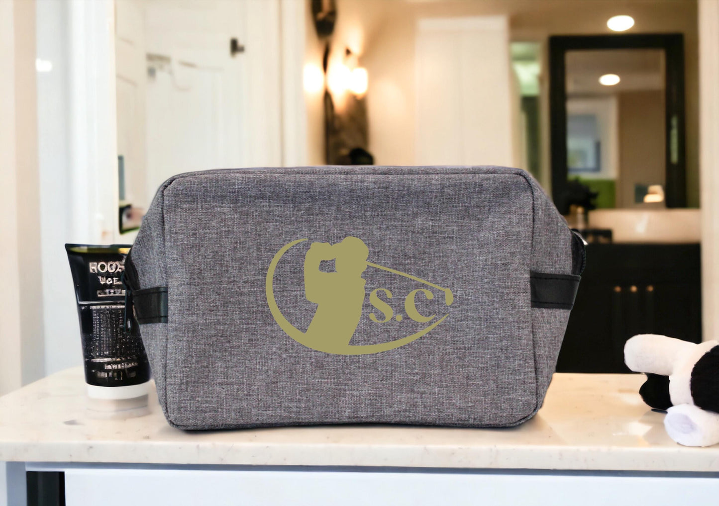 Trousse de toilette golf personnalisée avec initiales, cadeau golfeur original, accessoire golf, idée cadeau sport
