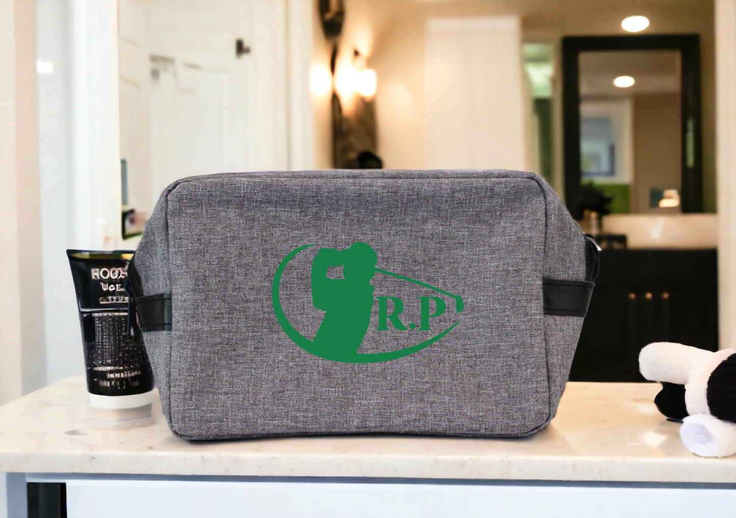 Trousse de toilette golf personnalisée avec initiales, cadeau golfeur original, accessoire golf, idée cadeau sport