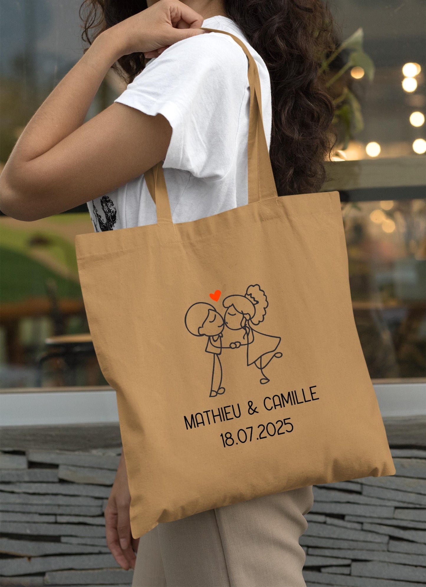 Tote bag Personnalisé en coton, Sac fourre-tout, Tote bag mariage, Tote bag EVJF