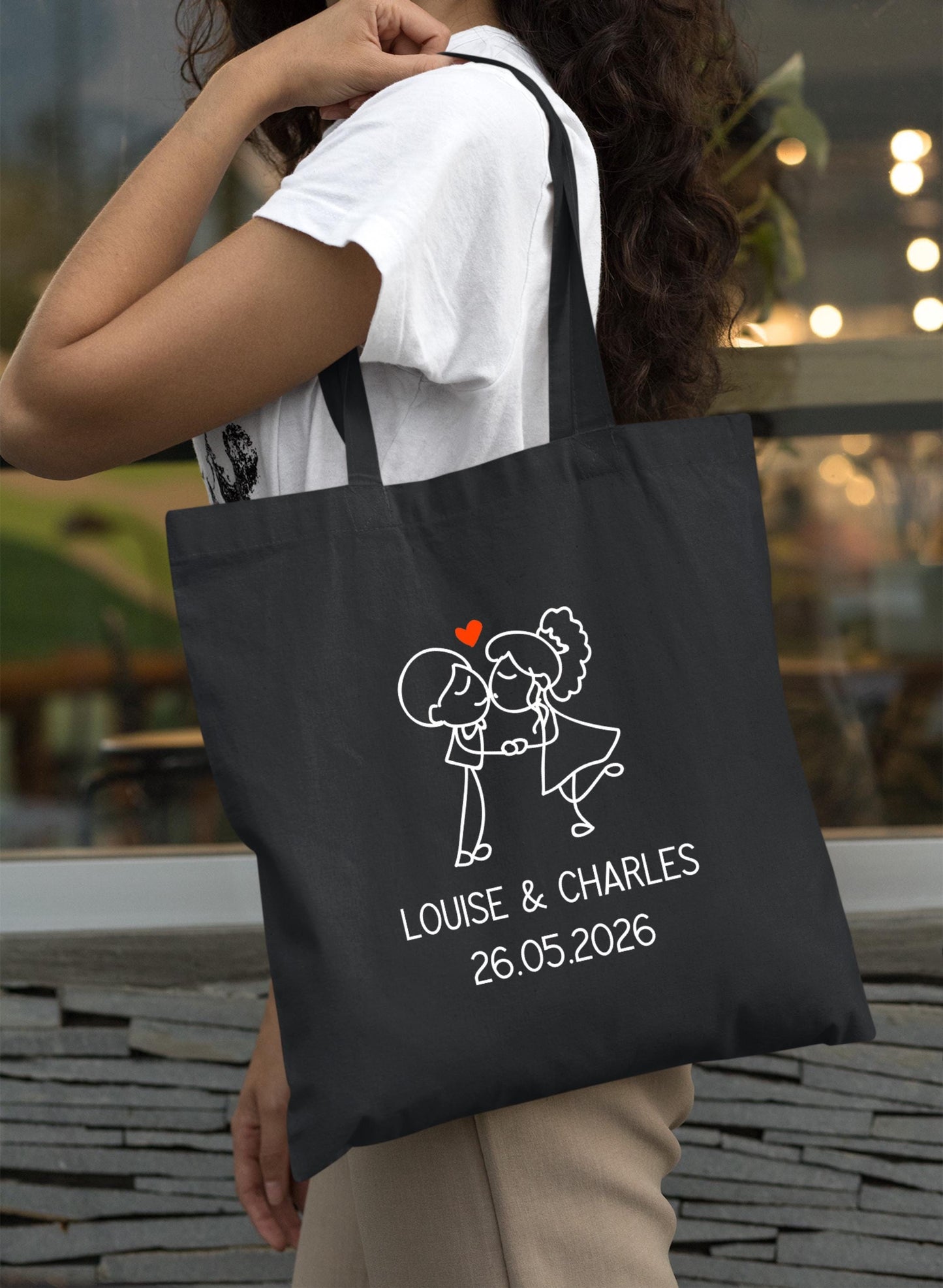 Tote bag Personnalisé en coton, Sac fourre-tout, Tote bag mariage, Tote bag EVJF