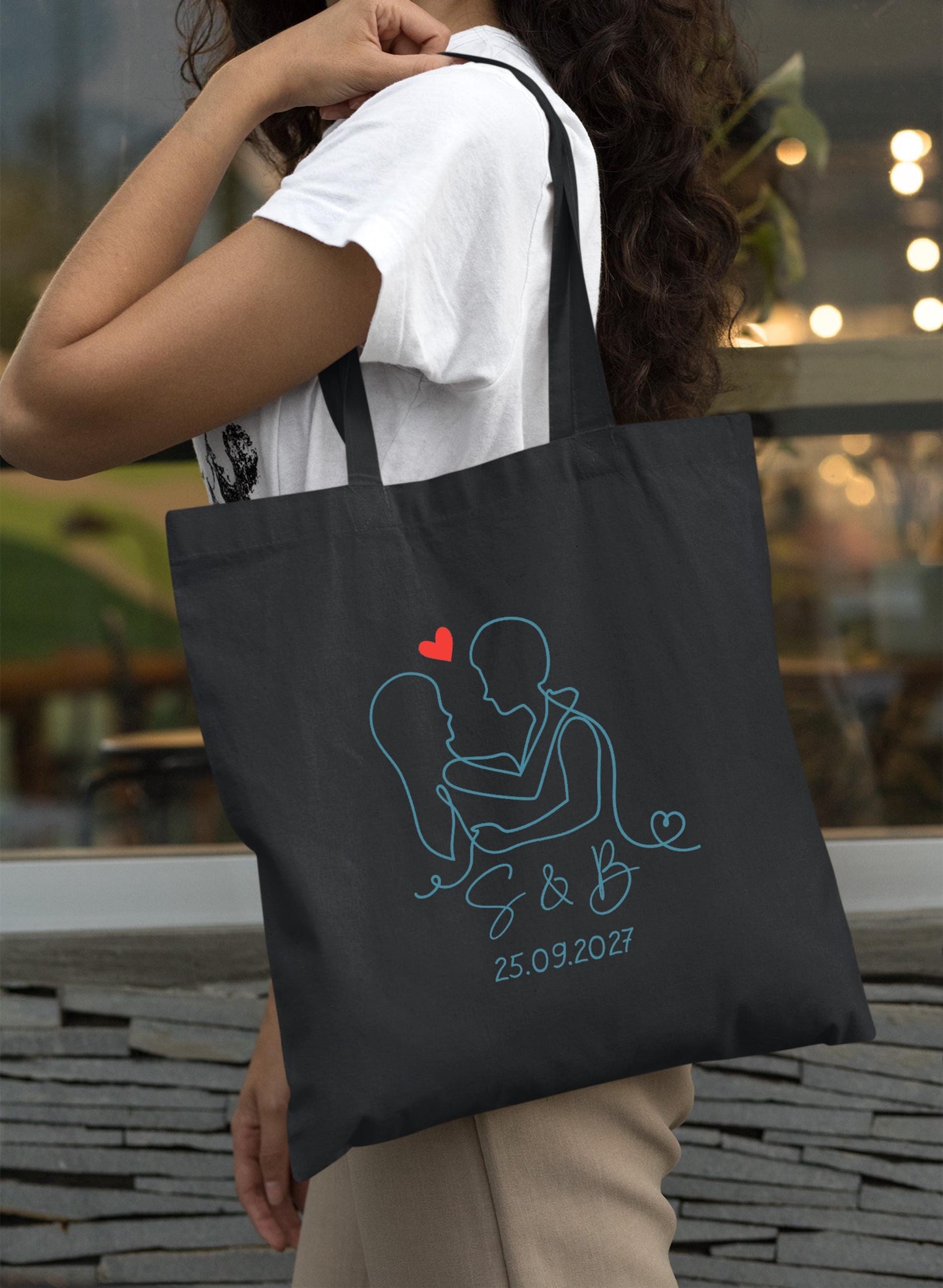 Tote bag Personnalisé en coton, Sac fourre-tout, Tote bag mariage, Tote bag EVJF