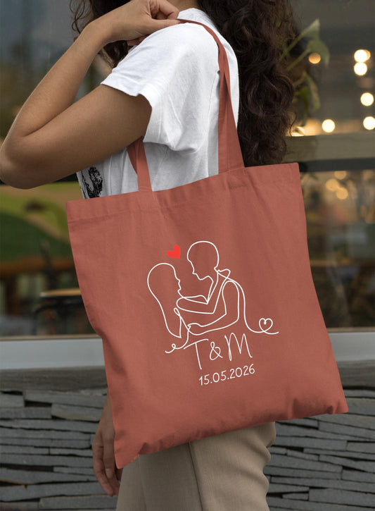 Tote bag Personnalisé en coton, Sac fourre-tout, Tote bag mariage, Tote bag EVJF