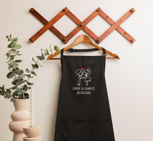 Tablier de cuisine personnalisé mariage, Cadeau mariage, Tablier couple personnalisé, Tablier prénoms