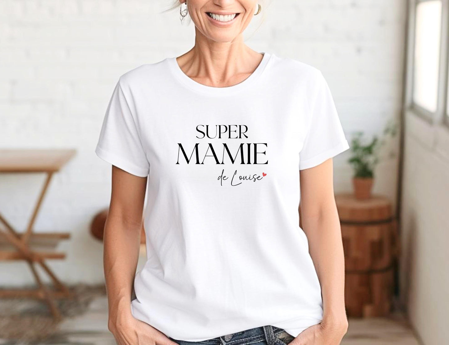 T-shirt personnalisé Super Mamie, Cadeau grand-mère, Fête des grands-mères