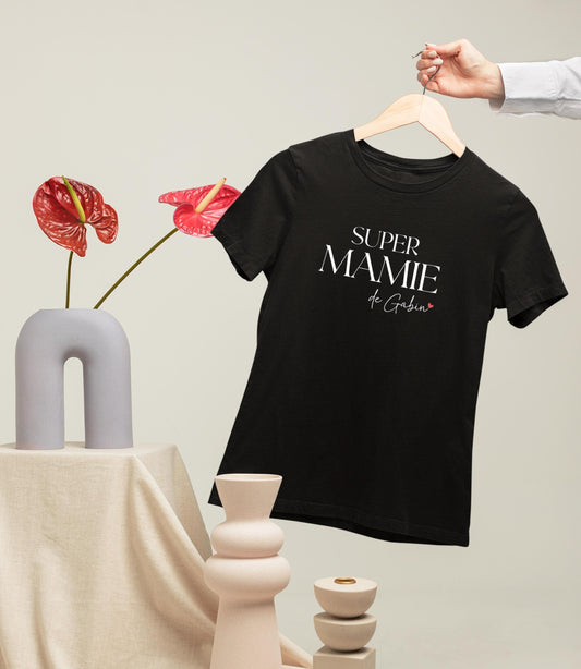 T-shirt personnalisé Super Mamie, Cadeau grand-mère, Fête des grands-mères
